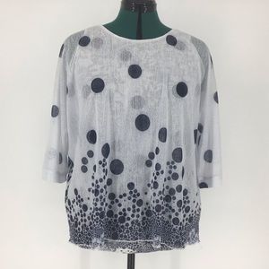 CYC Two Layer White & Navy Gauzy Top, Medium